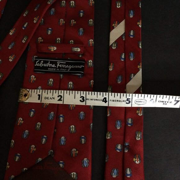 Salvatore Ferragamo Mens Silk Tie Novelty Dress Shirts All Over Print Necktie - Picture 5 of 6